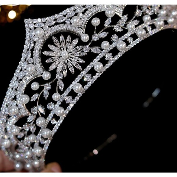 Garden Of Pearls is a Unique one-of-a-kind 7-piece Tiara Bridal Ensemble main image 14